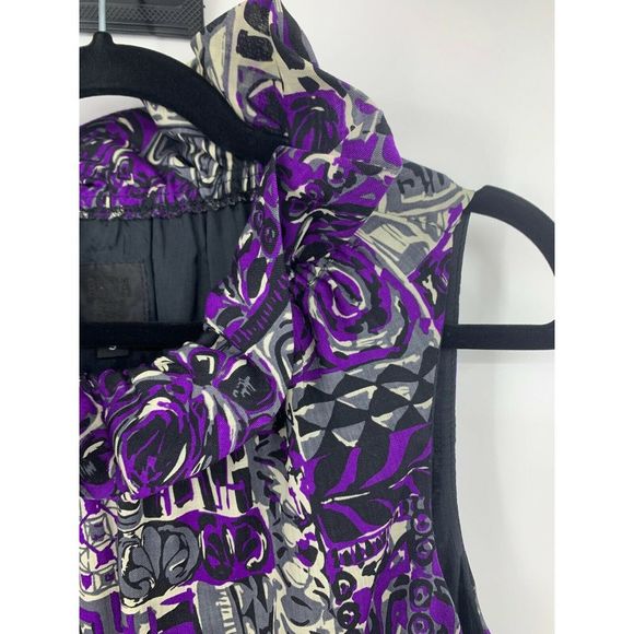 Anna Sui Anthropologie small dress wool ruffled high neck empire waist purple - Picture 2 of 8